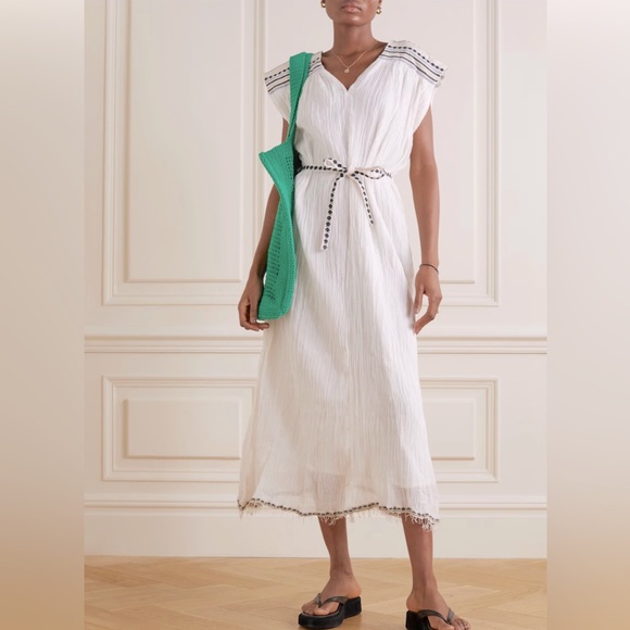 Lemlem Dresses & Skirts - FINAL PRICE Lem Lem Crinkled Cotton Dress w/Embroidered Dolman Sleeves, size M